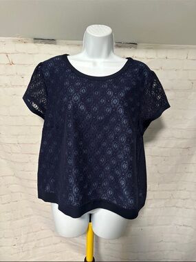 NWT LC Lauren Conrad Navy
Crochet Lace Bow Back Top XL
